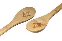 BambooMN Laser Engraved Bamboo Spoon - Freemason - 10 Pieces