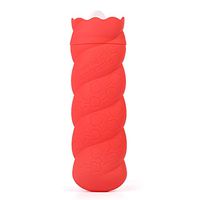 Owlike Cold and Hot Water Bottle, Silicone Hot Water Bottle, Cold Pack, Ice Pack, Pain Relief, Hand Warm Bag with Knit Cover (red)