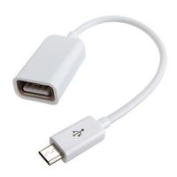 Livestream 5-inch Micro USB to USB Host Adapter Cable - Micro USB Male to USB A Female Host Cable Adapter; Connect Thumb Drive, or Other USB Devices (White)