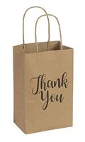 Small Kraft Thank You Paper Shopping Bags - 5"L X 3.5"D X 8.25"H - Case of 100