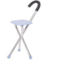 Disability Medical Aid Folding Seat Cane,Walking Stick, Chair Seat Lightweight, Folds Easily, Mobility aid for The Elderly or Disabled,Gray
