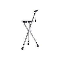 Foldable Cane, Aluminum Cane Stool Can Sit on A Chair Old Man's Stick with Stool Crutch Travel Aid