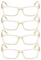 Reading Glasses 4 Pairs Design Readers Women Men Reading Eyeglasses (Yellow, 3.50)