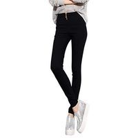 Buedvo Women's Zipper High Waist Slim Fit Casual Elastic Leggings Straight Fleece Lined Pant Warm Trouser Stretch Skinny Solid Zipper Casual Business Office (L3)