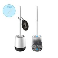 CHIALSTAR Toilet Brush and Holder Set, Upgraded Bathroom Toilet Bowl Brush Set with Soft Bristle, Silicone Toilet Deep Cleaning Brush Kit with Tweezers(Floor Type)