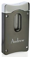 Personalized Caseti Gunmetal Wedge V Cigar Cutter with Free Laser Engraving (Text)