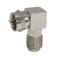 90-Degree Male to Female F-Type Coax Connector Right Angle Coaxial Adapter Nickel Plated Brass 75 Ohm (50 Pack)