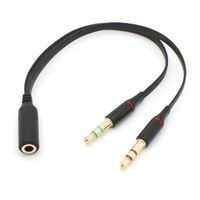 ChenYang Black Dual 3.5mm Male to Single Female Headphone Microphone Audio Splitter Cable for Cell Phone & Tablet & Laptop