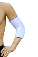 Alpha Medical Elbow Brace Compression Support Sleeve for Tendonitis, Tennis Elbow, Golf Elbow Treatment - Reduce Joint Pain (Large, White w/Blue Trim)