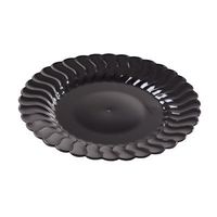 Flairware Round Rippled Disposable Plastic Salad Plate (180/Case) Color: Black