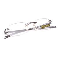 LUFF Reading Glasses Frameless New Retro Metal Spring Hinge HD Reading Glasses +1.0 to +4.0(1.0X)