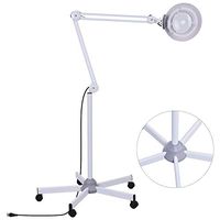 Led Lighted Magnifying Glass - FEITA 5X Diopter Magnifier Floor Lamp with Adjustable Arm Illuminated Lens Magnified Light for Facial，Reading, Beauty, Jewelers, Craft, Close Work