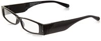 LIGHTSPECS LP Ultra Bright LED Lighted Lightweight Rectangular Reading Glasses, 2.00 Diopter, Black