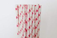 Pink and Hot Pink Polka Dot Paper Straws (50)