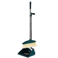 Broom and Dustpan With Long Handle Telescopic Up Upright Extra Long Handle Multi-Function Broom And Dustpan Soft Brush Stainless Steel Rod Broom Set Home Kitchen Room Garden Schools Clean