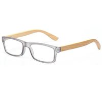 Reading Glasses Quality Men and Women Readers With Sun Readers Bamboo Temples Eyeglasses (Gray Frame Clear Lens, 2.0)