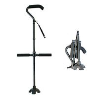 Multifunctional Crutches Aluminum Folding Telescopic Crutches Double Handle Old Man Travel Booster Four Feet Non-Slip Suitable for Men and Women