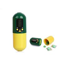 Loouer Portable Pill Timer with Alarm Pill Reminder Case Capsule Shape Pill Storage Box Medication Container Organizer