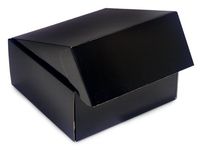 Pack Of 6, 9 x 9 x 4" Black Gourmet Shipping Boxes Auto Lock Boxes 1-piece w/fold-over lid