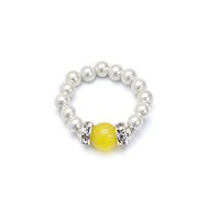 Cats Eye Yellow and White Stretch Magnetrim Ring (Large)