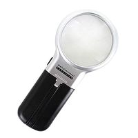 CLARA 5X Handheld Magnifying Glass LED Light Illuminated Magnifier with Stand for Reading, Inspection, Repairing, Hobbies, Crafts Black