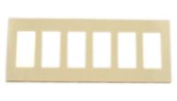 Leviton 80326-SI 6-Gang Decora Plus Wallplate Screwless Snap-On Mount, Ivory