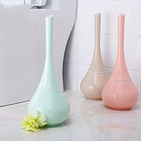 Flurries Artistic Free-Standing Toilet Brush and Holder Set - Bathroom Cleaning Tool - Bowl Cleaner for Storage and Organization - Covered Brush, Modern Base, Anti-Slip Splash Guard Handle (Green)