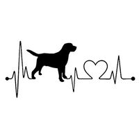 Labrador-Retriever Heartbeat - Vinyl 6" wide (Color BLACK) decal laptop tablet skateboard car windows stickers