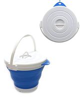 SAMMART 10L (2.64Gallon) Collapsible Fishing Bucket with Locking Lid, 31cm Dia. (Blue)