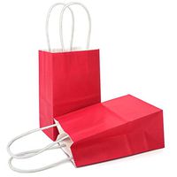 AZOWA Gift Bags Mini Small Kraft Paper Bags with Handles (4 x 2.4 x 6 in, Red, 12 Pcs)