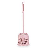 ZXG Toilet Brush and Shelf, Long Handle Thickened Toilet Brush Cleaning Brush Hollow Jacquard Base,Pink