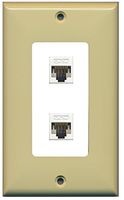 RiteAV Decorative 1 Gang 2 Port Cat5e Wall Plate - Ivory/White