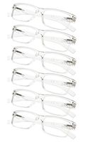 6-Pack Reading Glasses with Spring Hinges Readers for Man and Women Professional Transparent +1.00