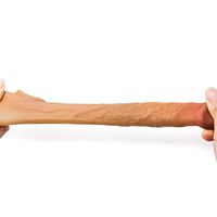 Amalgo 2020 New Skin 13.5 Inch Realistic Hot Penies S-Leeve Ring for Men Reusable Strentch Length Can Be 15 Inch Realistico Extender Enlargement Sheath