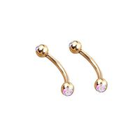 2X 16G 1.2mm Gold Surgical Steel Gem Ball Barbell Curved Eyebrow Ring Bar Tragus Beauty Party Jewerly Accessory Creative Accessories | Colors - colorful gem
