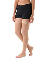 2XL - Absolute Support Compression Stockings 20-30mmHg, Thigh High Open Toe - Silicone Border, Beige