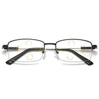 Fuyingda Men's and women's reading glasses rectangular glasses metal half frame multi-focus far and near dual-use