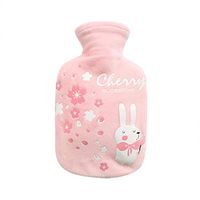 AGUIguo Hot Water Bottle with Cover -350ML Hot Water Bag with Cozy Soft Flannel Cover Sleeve for Relieve Muscle Aches & Pains, Menstrual Cramps, Flu Symptoms, Pink