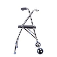 Jonigo Elderly Walker Pulley with Seat Old Walker Walker Canvas Material Walker Foldable Walker Belt Wheel Holder Soft Grip Matching Mat