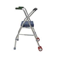 PIWYHOW Foldable Walkers for The Disabled Elderly, Adjustable Portable with Soft Cushion Non Slip Foot Pad, Walking Rehabilitation Equipment(Red Wheel)