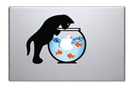 Cat Looking in a Fishbowl Apple MacBook Pro Vinyl Decal for Apple 15 inch
