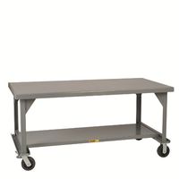 Little Giant WW-3660-6PHFL Welded Steel Mobile Workbench with Casters and Floor Lock, Gray, 3600 lbs Load Capacity, 34" Height x 60" Width x 36" Depth