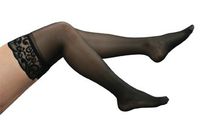 Therafirm Women's Lace-Top Thigh High Stockings - 20-30mmHg Moderate Compression Nylons (Black, Large)