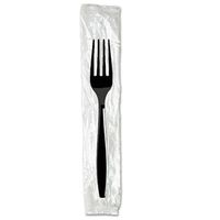 Wrapped Disposable Fork,Black,Heavy Weight,PK1000