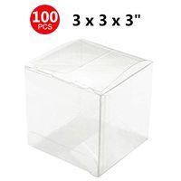 MTXtop 100Pcs 3 x 3 x 3" PET Transparent Clear Wedding Favor Boxes Candy Gift Boxes for Party, Birthday Presents, Baby Shower,Cupcakes, Jewelry