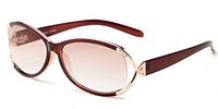 Readers.com The Claire Sun Readers for Women Oval Reading Glasses Trendy Readers Sunglasses + 1.50 Brown and Gold (Microfiber Cleaning Carrying Pouch Included)