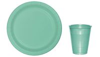 Creative Converting 318894 24 Count Paper Lunch Plate, 7", Fresh Mint with Creative Converting 318883 20 Count Plastic Cups, 16 oz, Fresh Mint