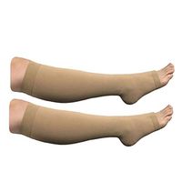HealthyNees Big Tall Plus Size Wide Calf & Extra Wide 20-30 mmHg Open Toe Medical Compression Leg Swelling Circulation Men Women Socks (Beige, Extra Wide Calf 5XL)