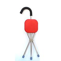 Cane Stool, Crutches, Three-Legged Folding Seat, Ultra-Light Anti-Skid Cane Chair (Color : Red)