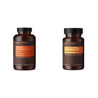 Amazon Elements Super Omega-3, Natural Lemon Flavor, 1280 mg per Serving (2 Softgels), 120 Softgels & Vitamin D3, 5000 IU, 180 Softgels, 6 Month Supply